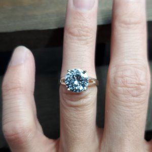 Size 6 Sterling Silver Round Good Size Cubic Zirconia Ring